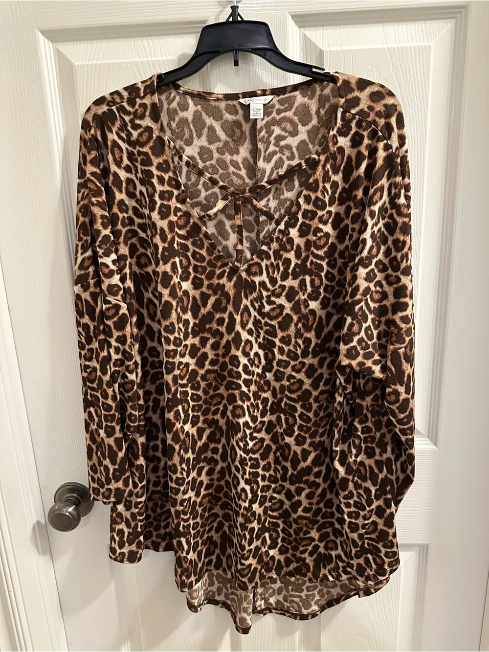 Cato Brown Leopard Print V-Neck Tunic